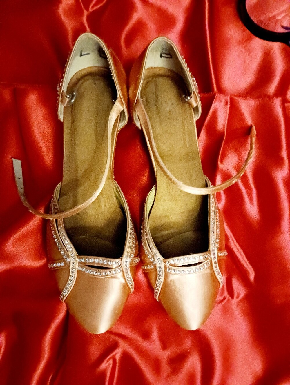 Elegant Women's Crystal-Trim Ankle-Strap Ballroom Shoes